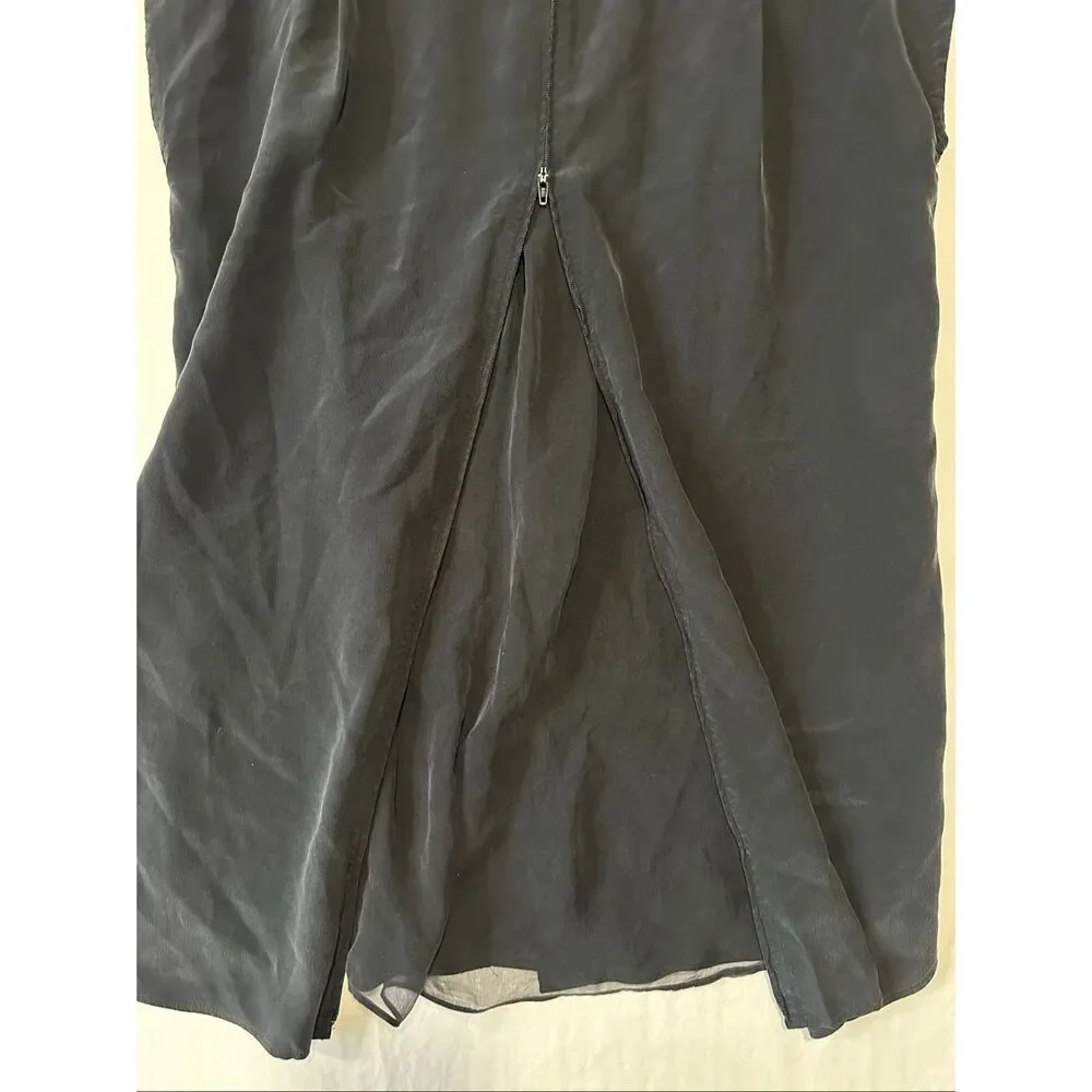 MM6 Maison Margiela Black Silk Sleeveless Button Front Blouse Top Size 40 US 4/6